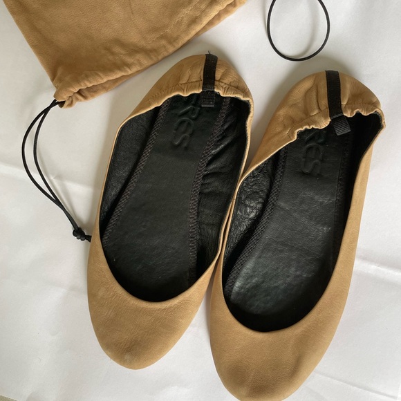 Eres leather beige ballet flats with bag 38 8 - Picture 1 of 3
